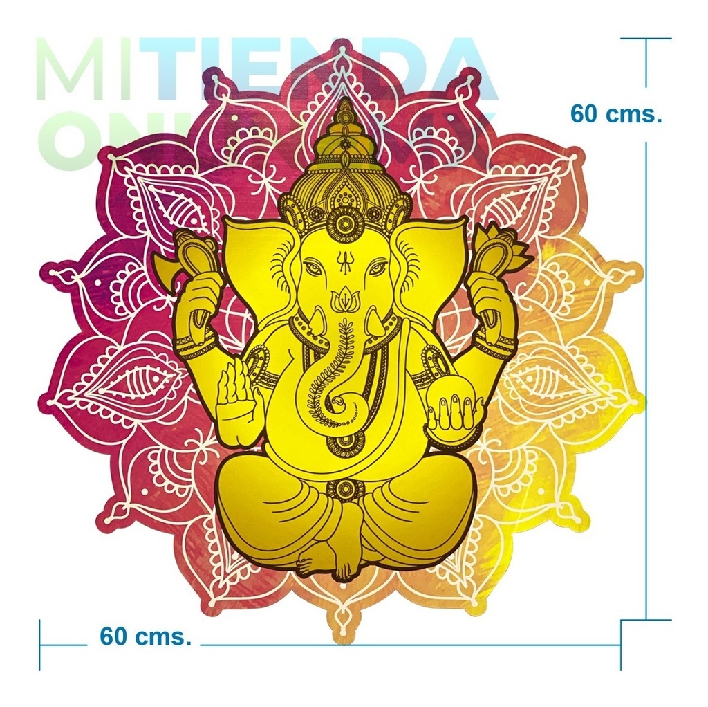 Cuadro Decorativo Dios Hindu Ganesha Mandala Mdf 6mm