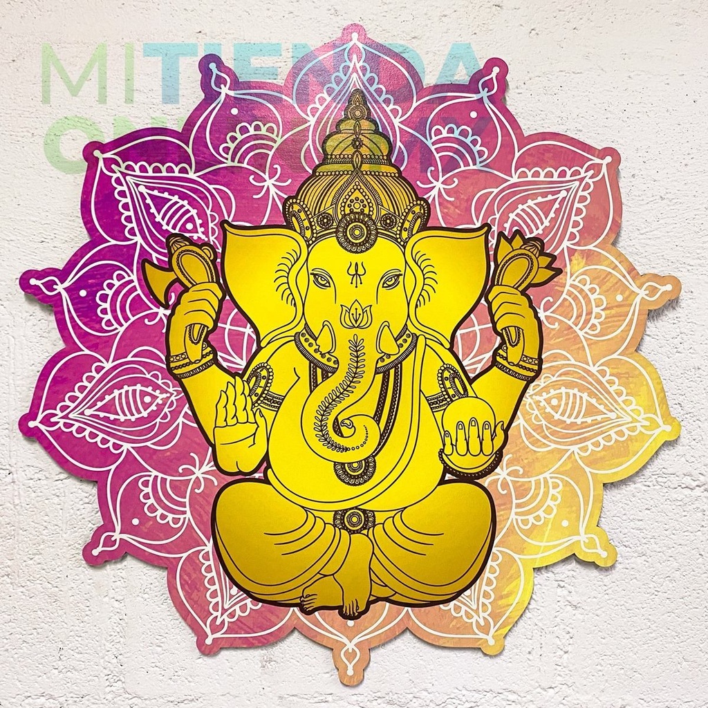 Cuadro Decorativo Dios Hindu Ganesha Mandala Mdf 6mm