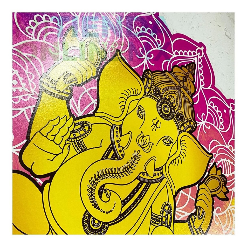 Cuadro Decorativo Dios Hindu Ganesha Mandala Mdf 6mm