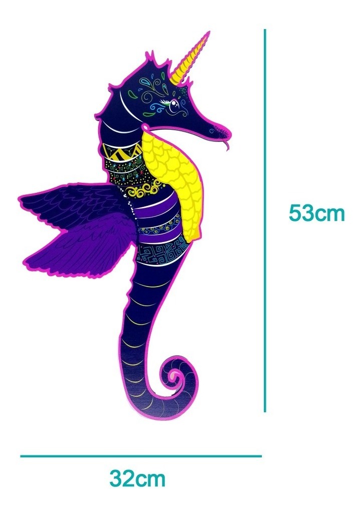 Cuadro Hipocampo Caballito Alebrije Impresión Mdf 6mm Chico