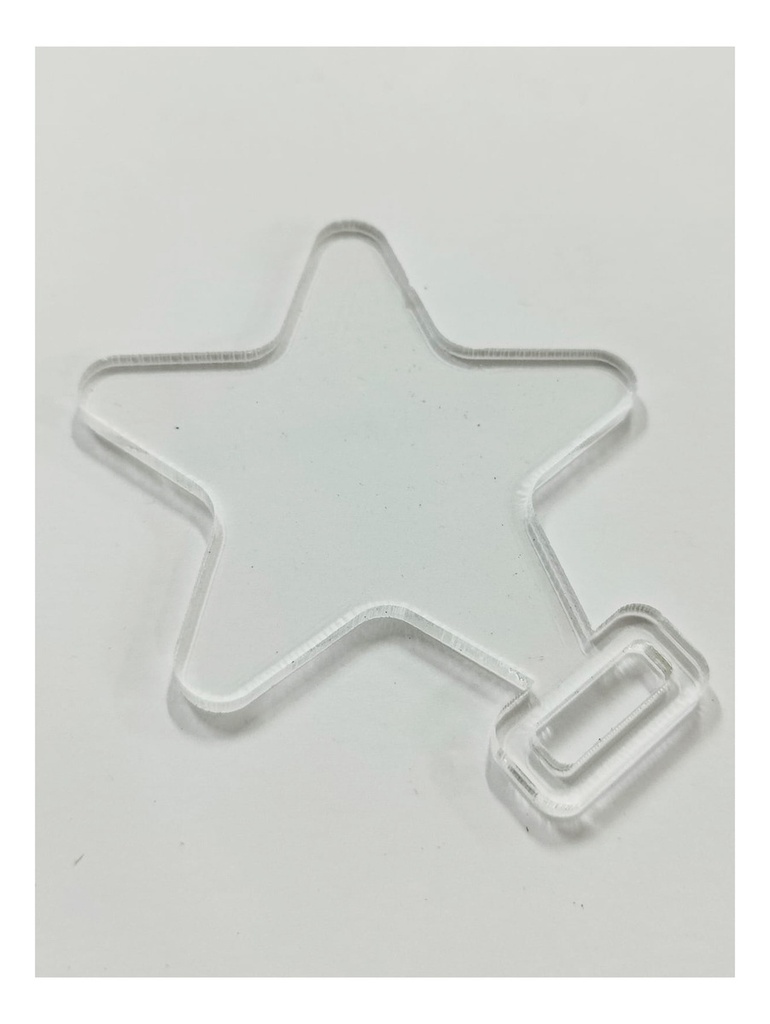 Medalla Acrílico Estrella Transparente 3mm 6cm Pack 30