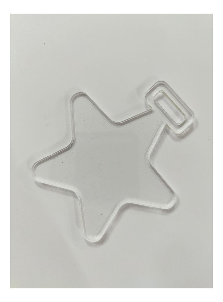 Medalla Acrílico Estrella Transparente 3mm 6cm Pack 30