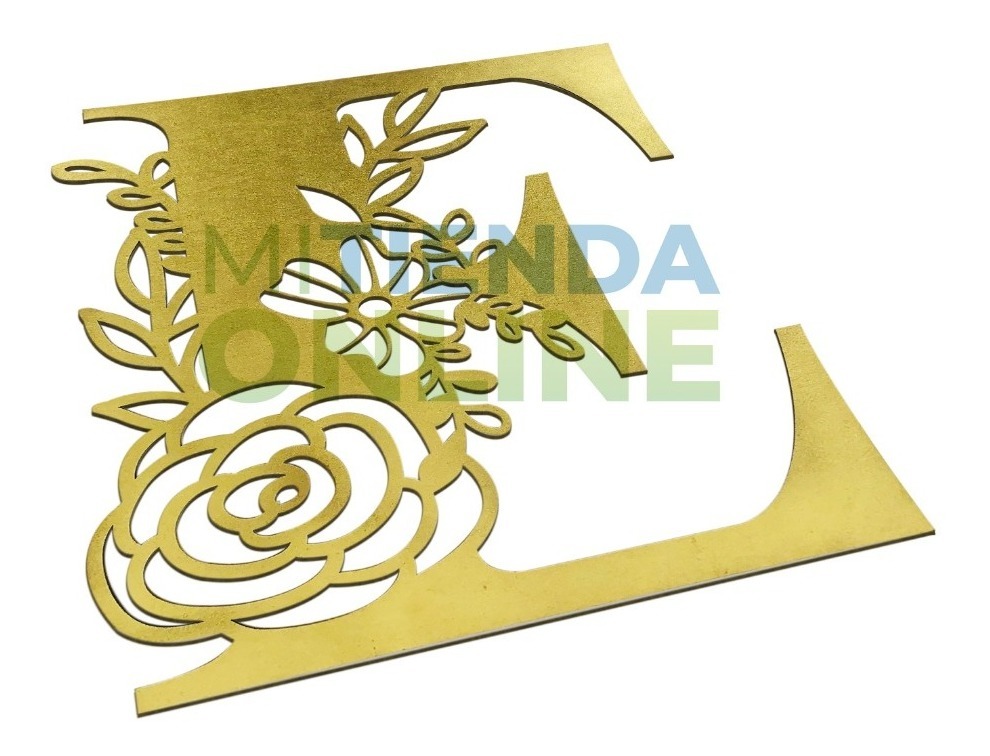 Letras Mdf Flores Corte Laser 30 Cm 3mm Dorado (pack 5)