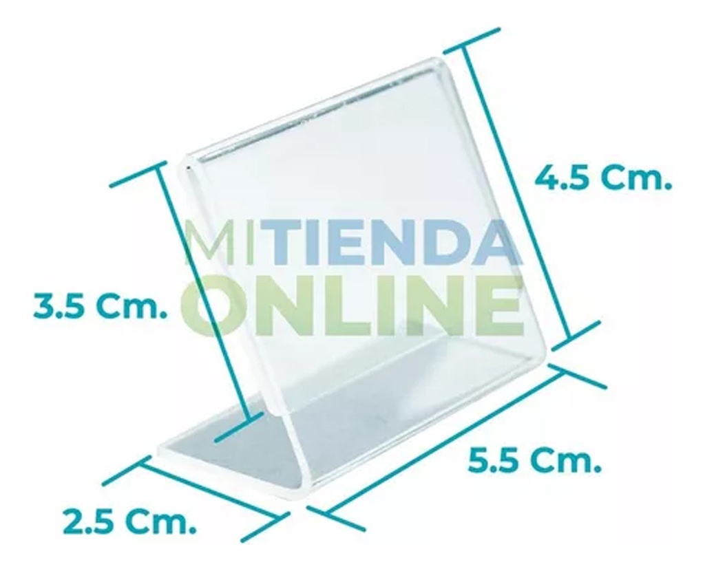 Porta Precio Acrílico De 2mm 5.5x3.5 Cm (pack 350 Pzas)