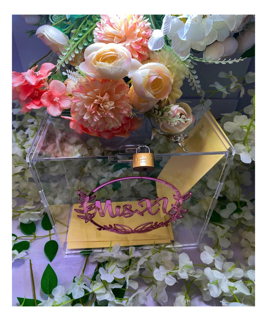 Caja Buzón Sobres Alcancía Mis Quince Años Rosa Acrilico