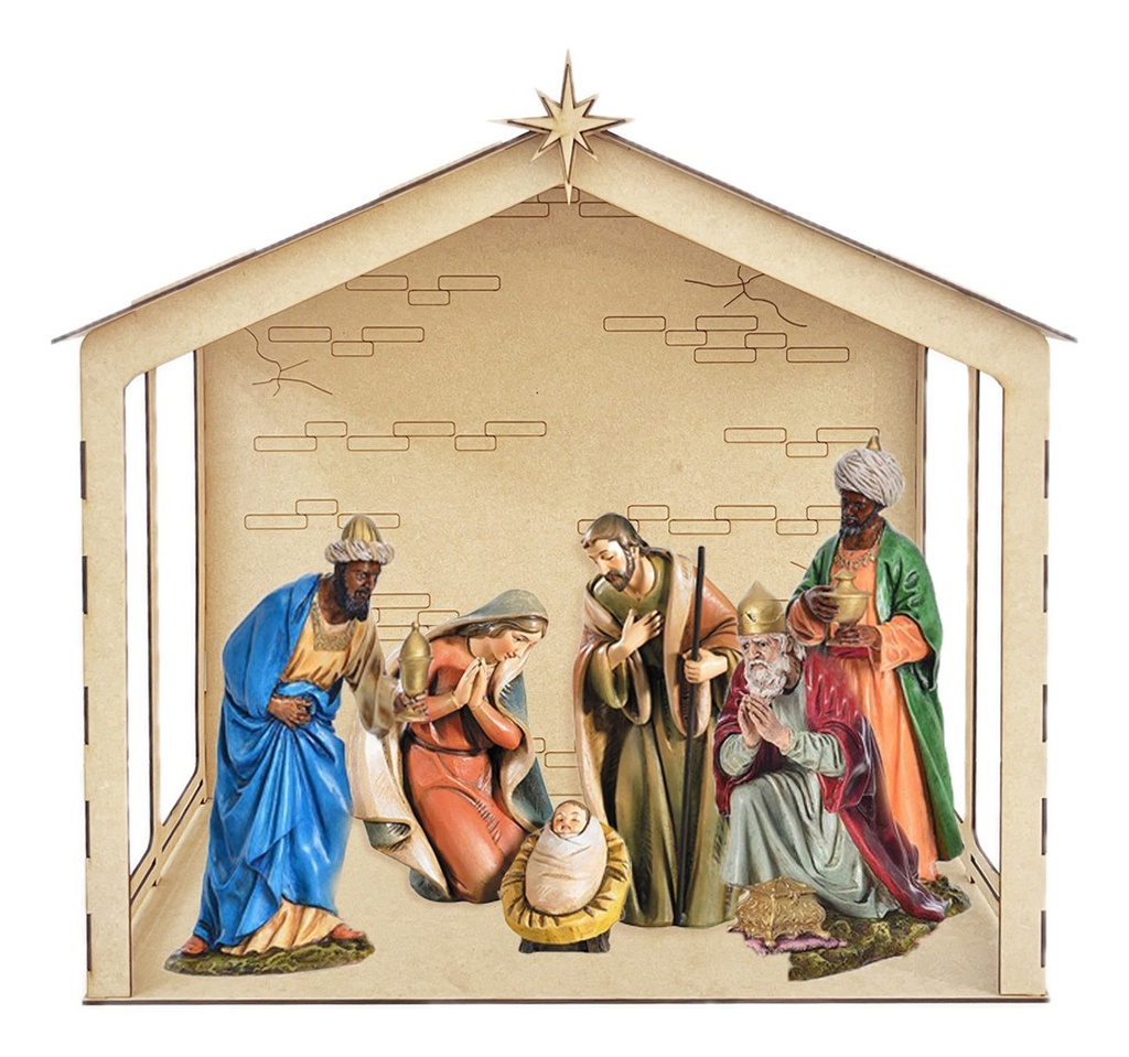 Nacimiento Navideño Pesebre Decoración 45cm Abierto