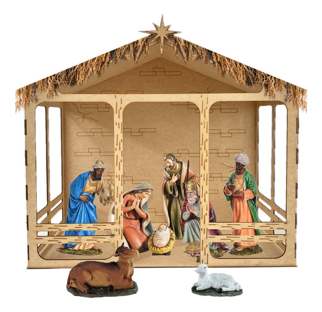 Nacimiento Navideño Pesebre Niño Dios Decoración Mdf 54cm
