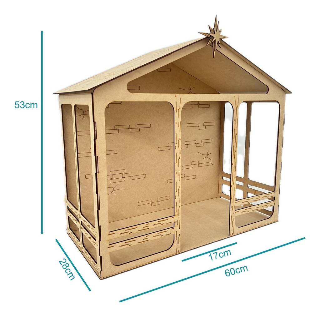 Nacimiento Navideño Pesebre Niño Dios Decoración Mdf 54cm