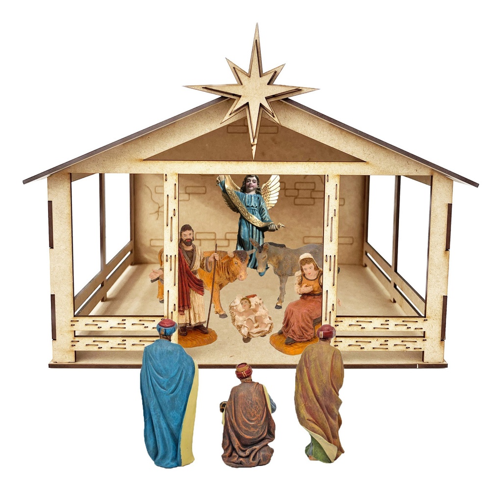 Nacimiento Navideño Pesebre Niño Dios Decoración Mdf 
