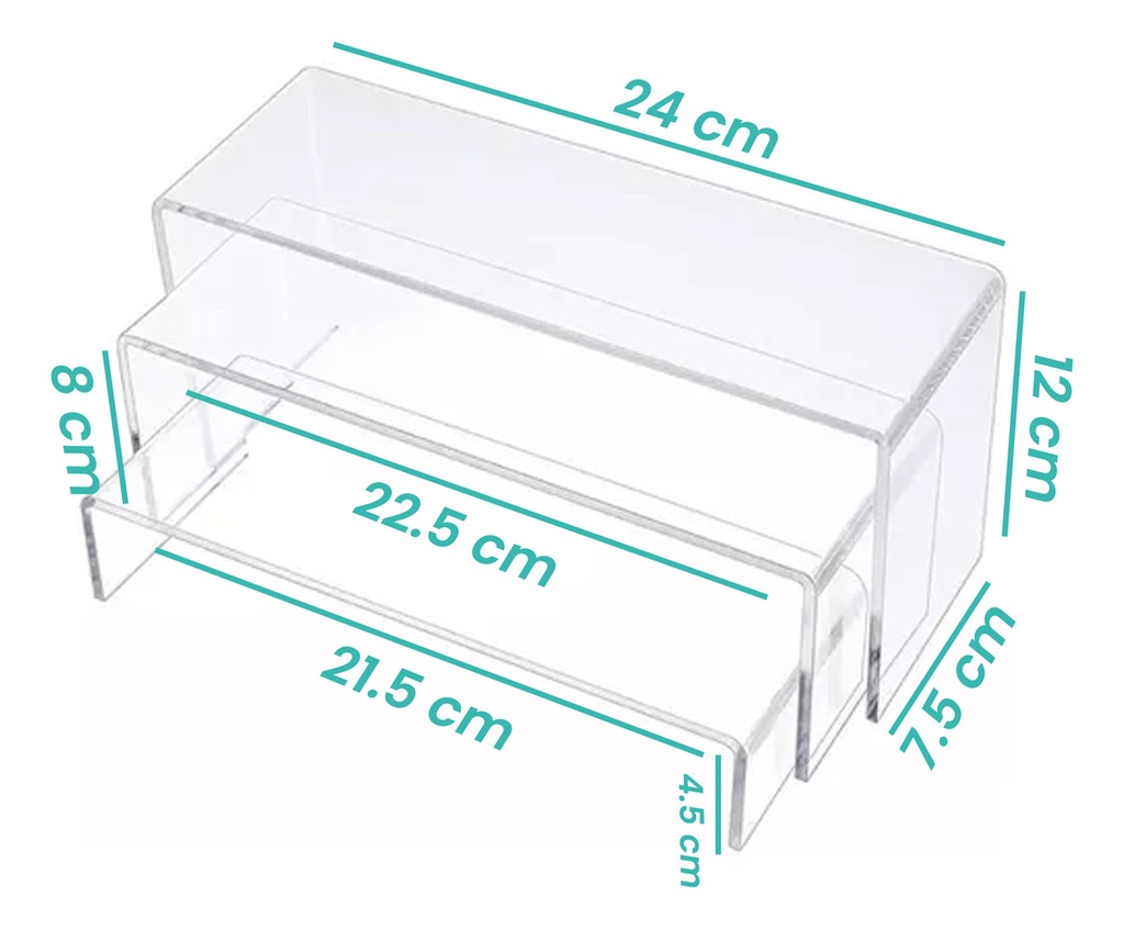 Pack 4 Repisas P/cocina Expositor/exhibidor Acrilico 4 Mm