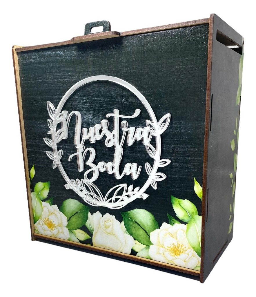 Caja Buzón Sobres Alcancía Nuestra Boda Plata