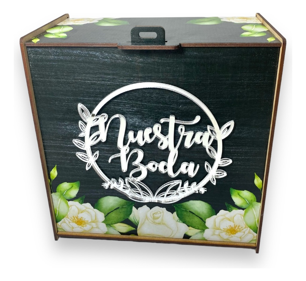 Caja Buzón Sobres Alcancía Nuestra Boda Plata
