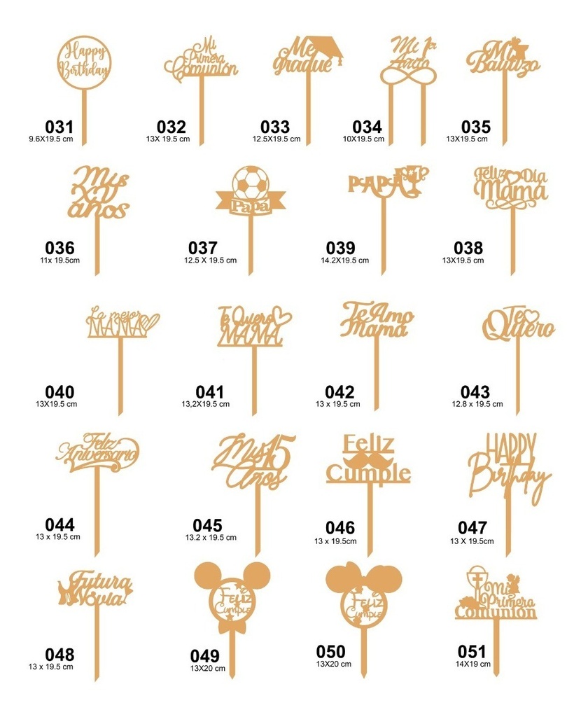 300 Letreros Pintados Pastel Cake Topper Variedad Fiesta