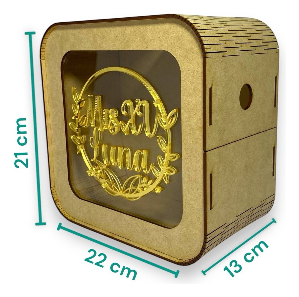 Caja Buzón Sobres Alcancía Mis Quince Años Dorado