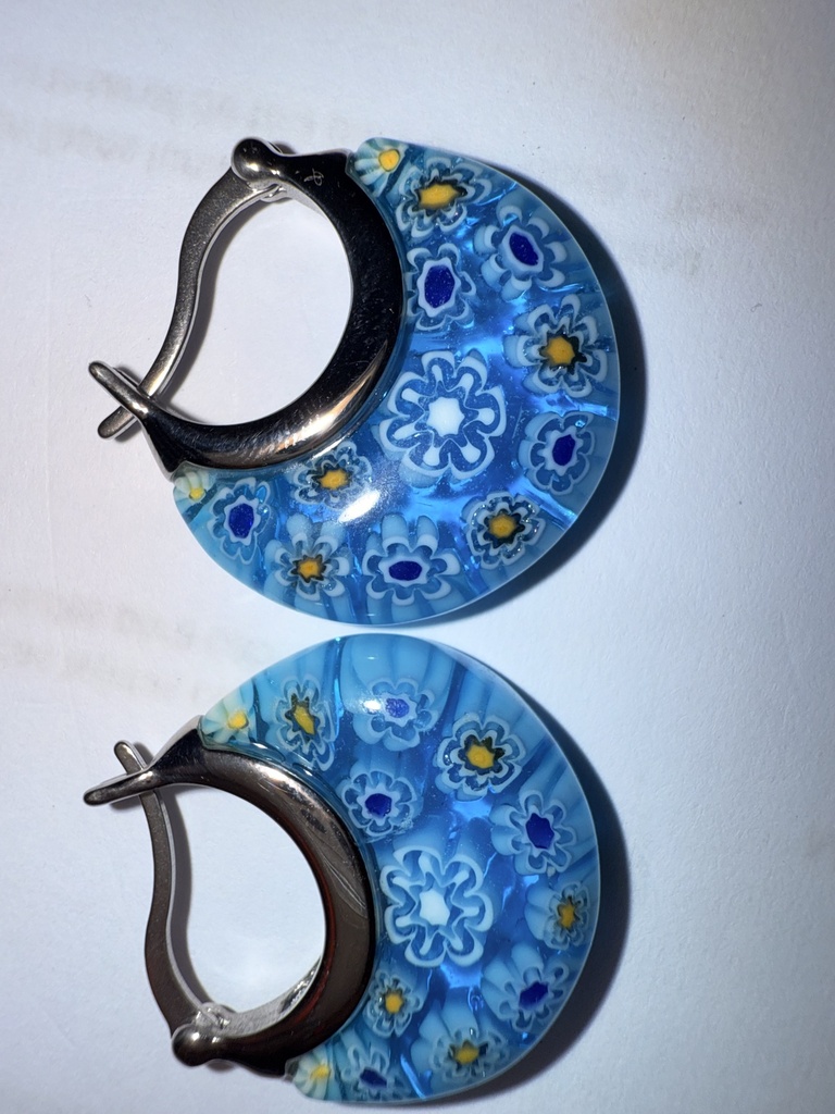 Arete  de vidrio azul