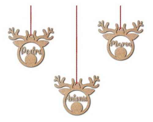 Esfera Reno Navidad Personalizada Con Nombre 10cm