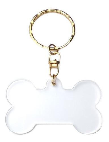 50 Llaveros Acrílico Transparente Forma Diversas Herraje Oro