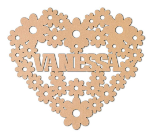 Cuadro Nombre Personalizado Flores San Valentin - 30x26 Cm