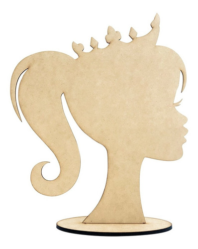 Centro De Mesa Cabeza Barbie Princesa Moño Mdf - Pack 10