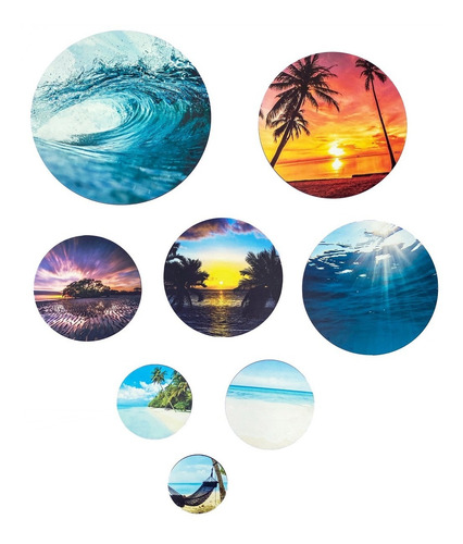 Cuadros Relajación Natural Decoración Mar Pack 8 Mdf