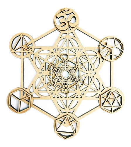 Cuadro Cubo Metatrón 3d Decoración Muro Pared Mdf 50x44 Cm