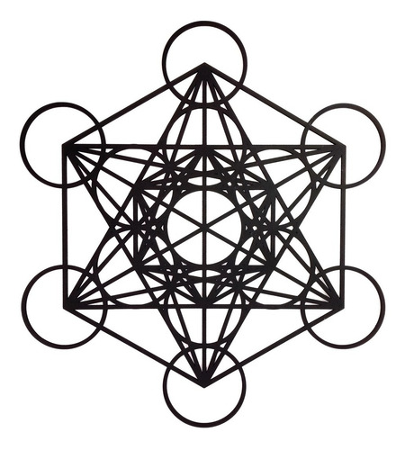 Cuadro Cubo Metatron Pared Decoración 70x64 Oro/plata/negro