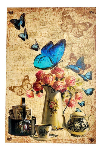 Cuadro Decorativo Vintage Hogar Oficina Mariposa Azul 20x30