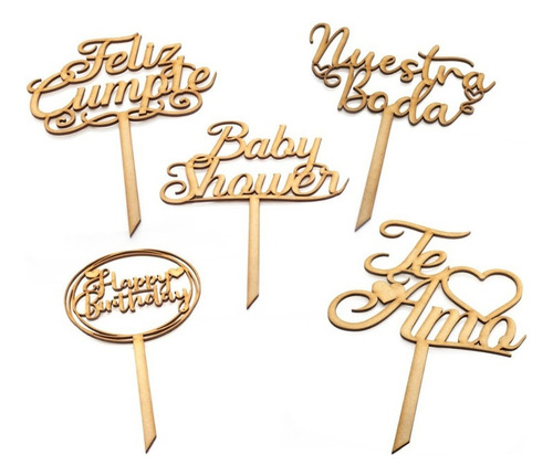 Letreros Pastel Cake Topper Fiesta - 24 Ud - Personalizado