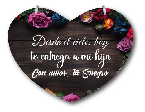 Letrero Pajes Boda Diseño Corazón 40x30cm Decoración D1