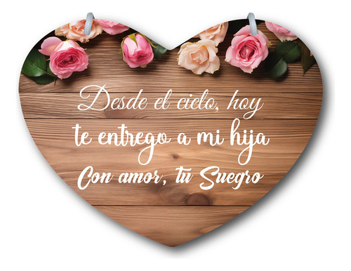 Letrero Pajes Boda Diseño Corazón 40x30cm Decoración K1