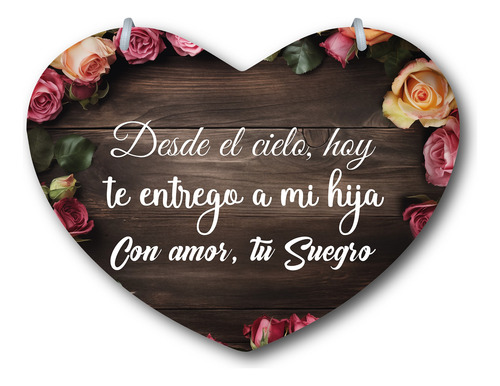 Letrero Pajes Boda Diseño Corazón 40x30cm Decoración M1