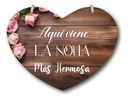 Letrero Pajes Boda Diseño Corazón 40x30cm Decoración I7