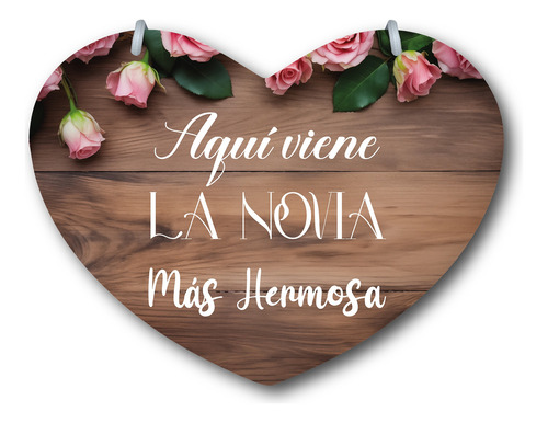 Letrero Pajes Boda Diseño Corazón 40x30cm Decoración H7