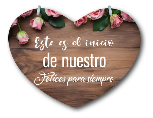 Letrero Pajes Boda Diseño Corazón 40x30cm Decoración H5