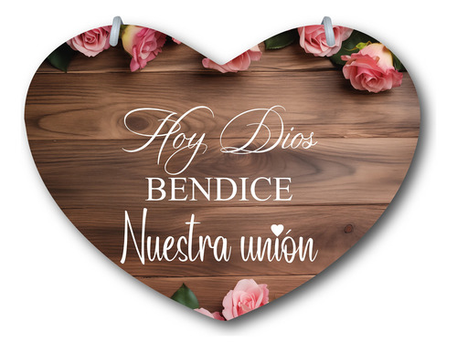 Letrero Pajes Boda Diseño Corazón 40x30cm Decoración G6