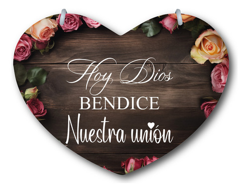 Letrero Pajes Boda Diseño Corazón 40x30cm Decoración M6