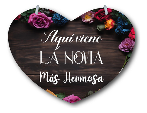 Letrero Pajes Boda Diseño Corazón 40x30cm Decoración D7