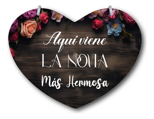 Letrero Pajes Boda Diseño Corazón 40x30cm Decoración C7