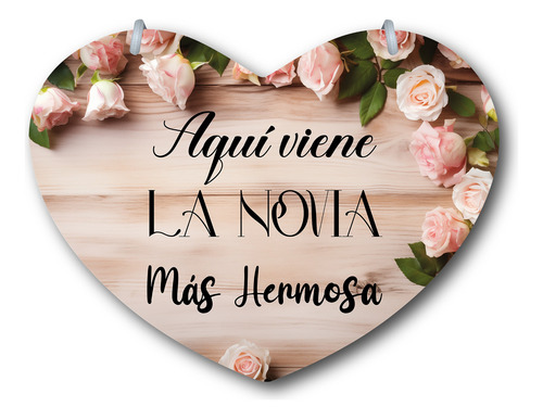 Letrero Pajes Boda Diseño Corazón 40x30cm Decoración A7