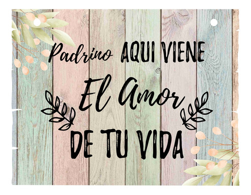 Letrero Cuadro Paje Boda Decoración 40x30cm  P03 C15