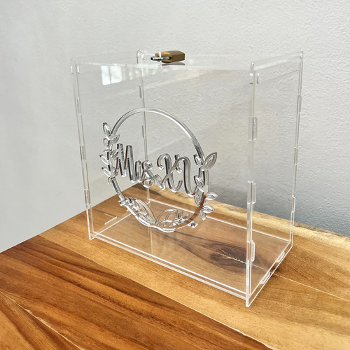 Caja Buzón Sobres Alcancía Mis Quince Años Plata Acrílico