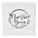 Caja Buzón Sobres Alcancía Nuestra Boda Plata Acrílico