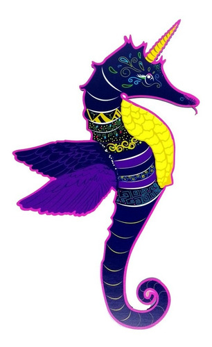 Cuadro Hipocampo Caballito Alebrije Impresión Mdf 6mm Chico