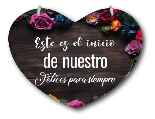 Letrero Pajes Boda Personalizado Corazón 40x30cm Diseño D5