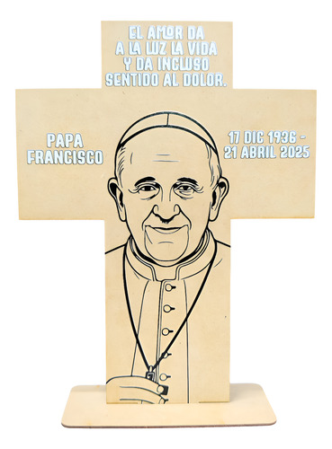 Cruz Papa Francisco Decoración Bautizo Comunión Eventos Mdf