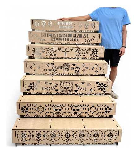 Altar Dia Muertos Ofrenda Decorativo Halloween 7 Pisos 1.50m