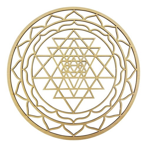 Sri Yantra Cuadro Geometría Sagrada Decoración Hogar 30x27 Natural