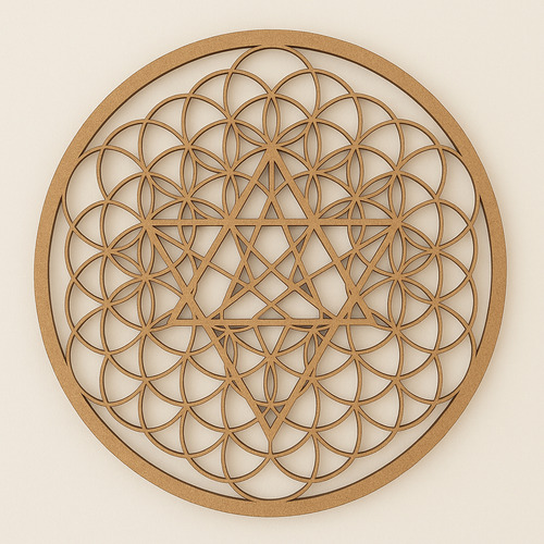 Merkaba Cuadro Geometría Sagrada Decoración Hogar 30x27 Natural