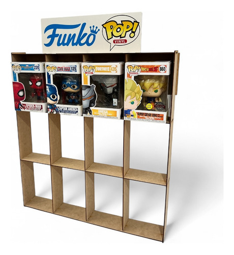 Exhibidor Organizador Para Funko Pop 12 - Letrero A Color Marrón Claro