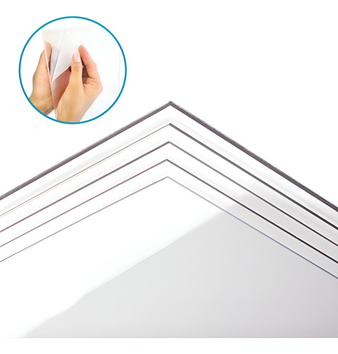 Lamina De Acrílico 2mm Transparente 60x90cm Pack 3
